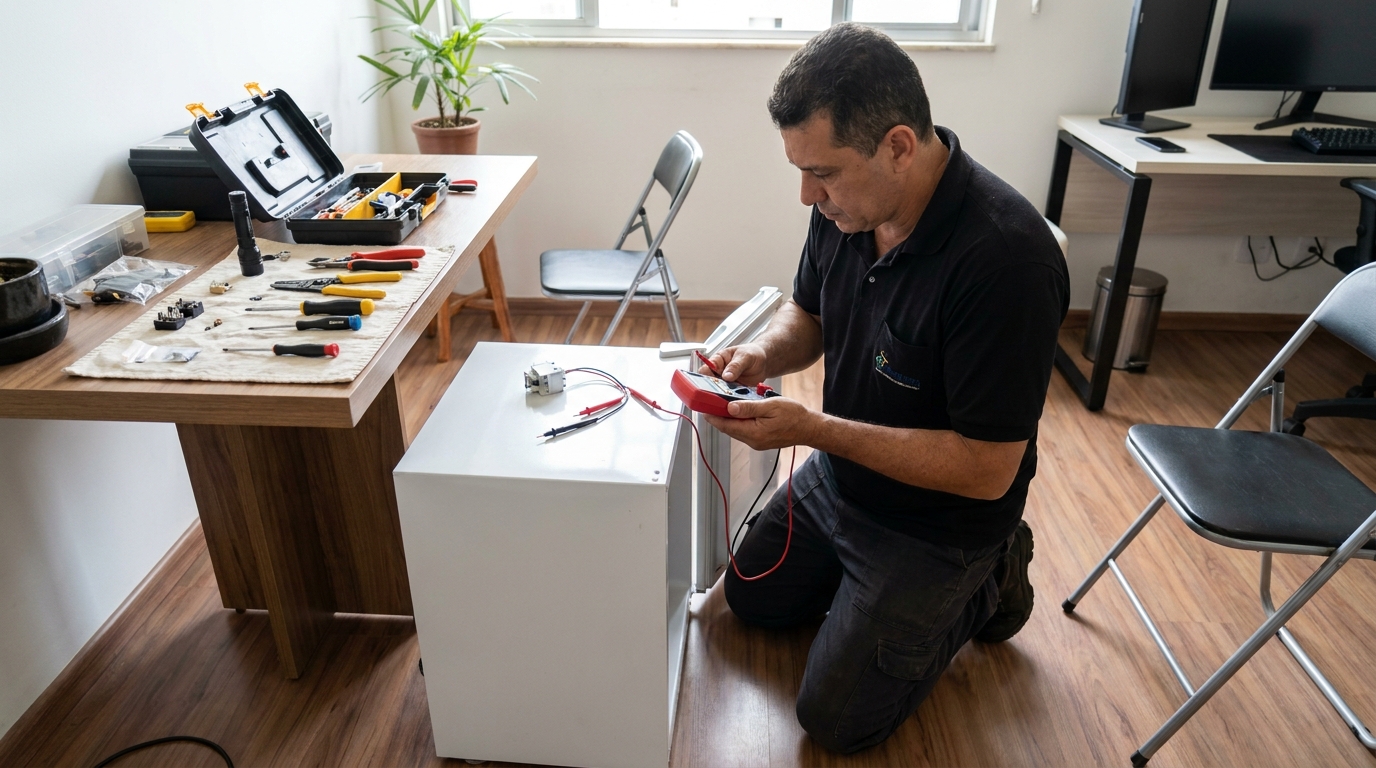 Reparo da placa eletrônica de frigobar na Vila Almeida, Indaiatuba‑SP